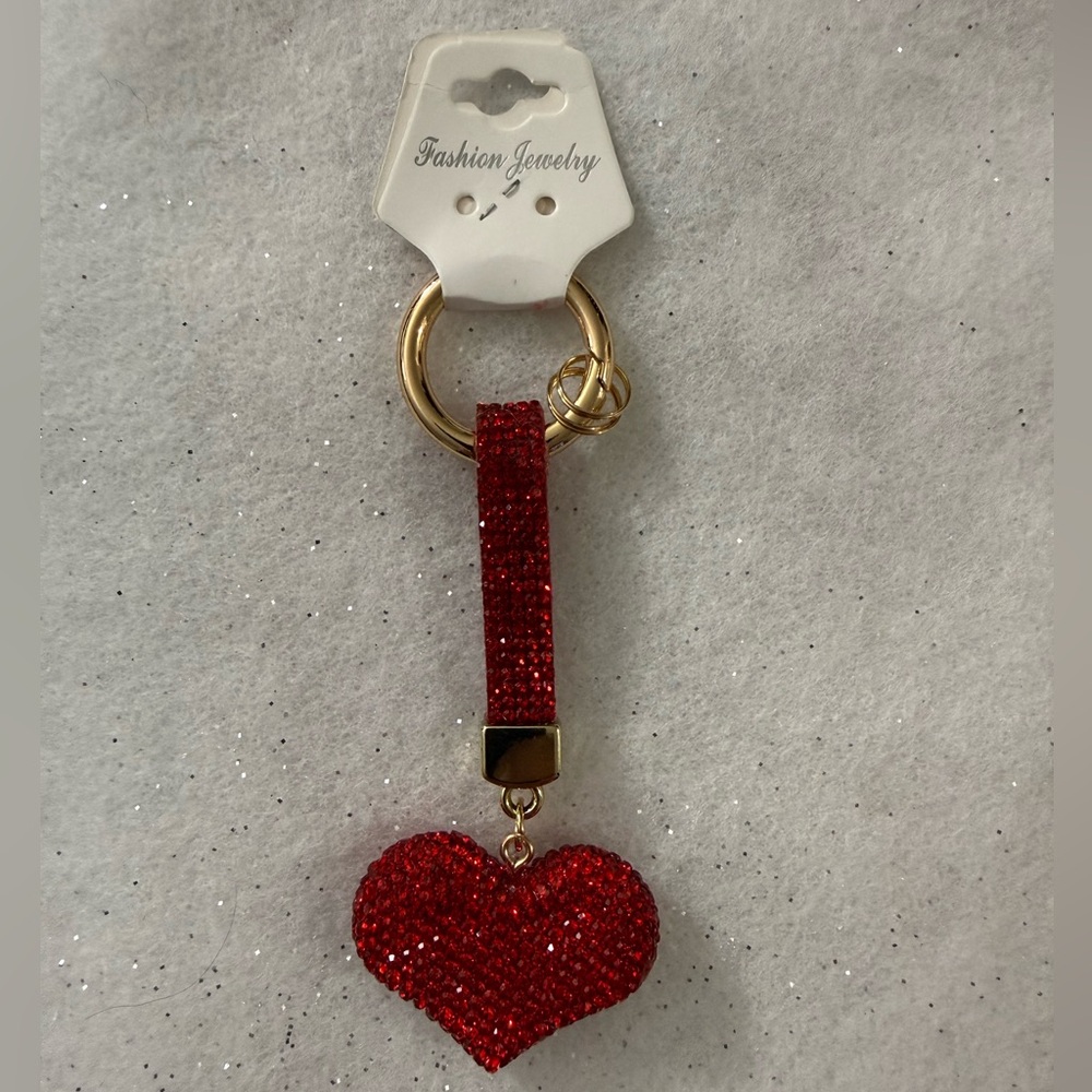 Red Sparkly Heart Keychain / Bag Charm